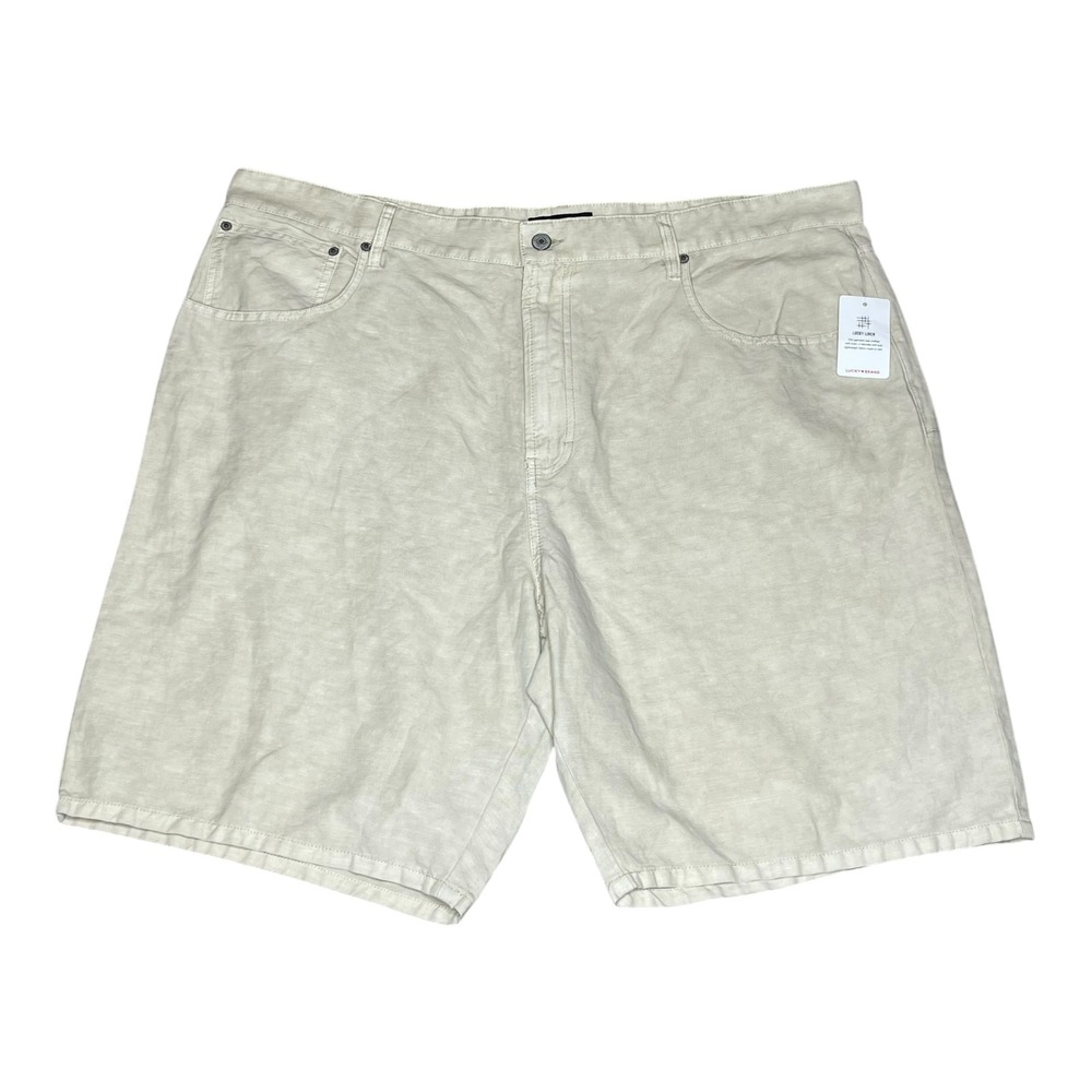 NEW Lucky Brand Beige Shorts 9" Linen Cotton‎ Beach Summer Golf Casuals Mens 42